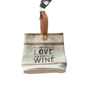 Myra Bag Canvas Tote with Leather Strap - Cream and Tan